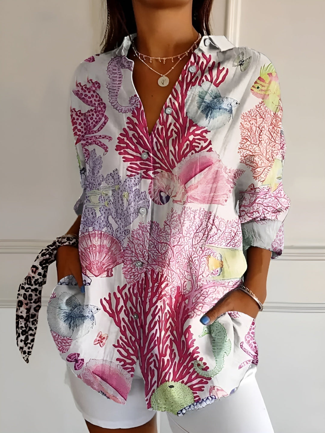 Siv | Blus Blommig Knappar