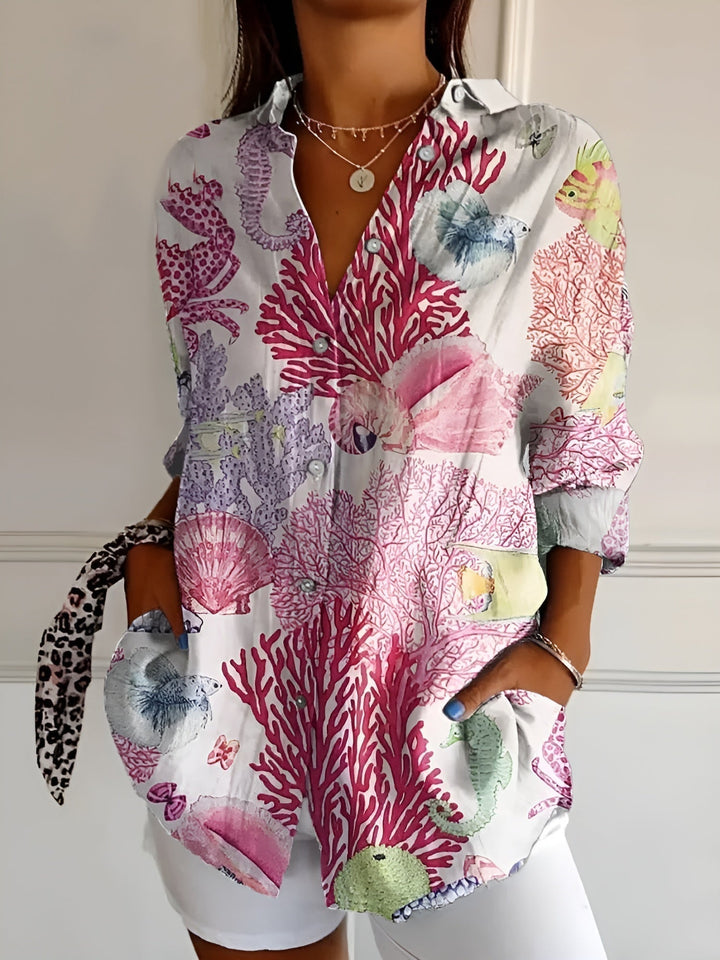 Siv | Blus Blommig Knappar