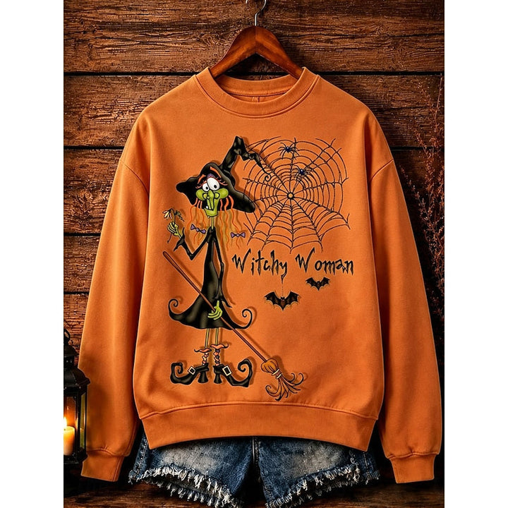 Elis | Sweatshirt Dam Halloween Häxmotiv Rund Hals