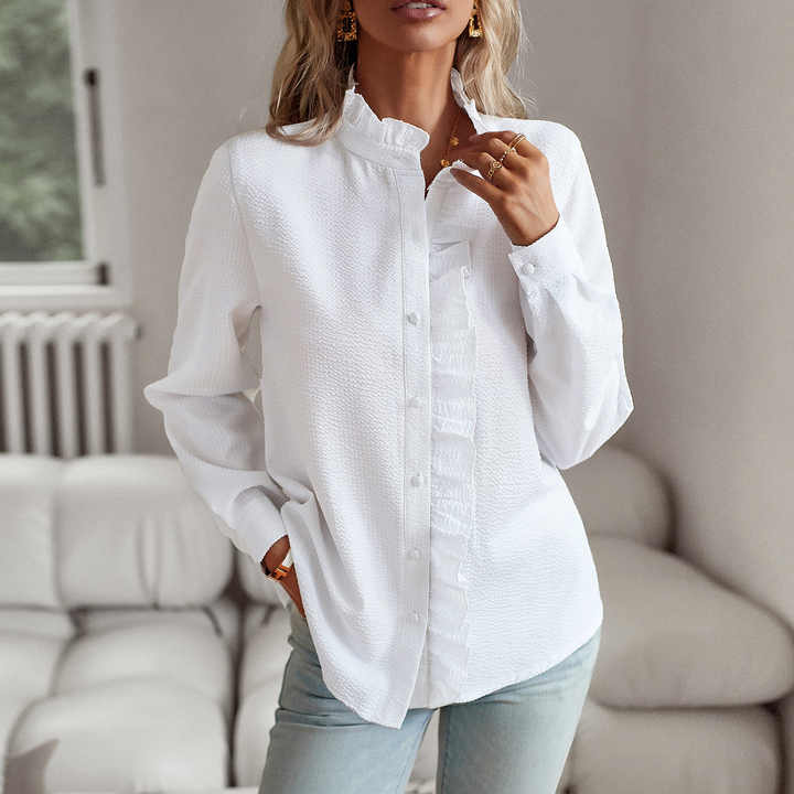 Corinne | Blus Dam Långärmad Med Krage