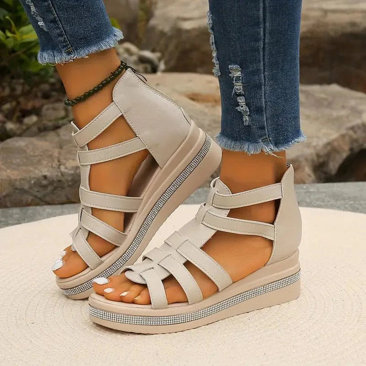Siv | Sandaler Dam Ortopediska Gladiator Kilklack