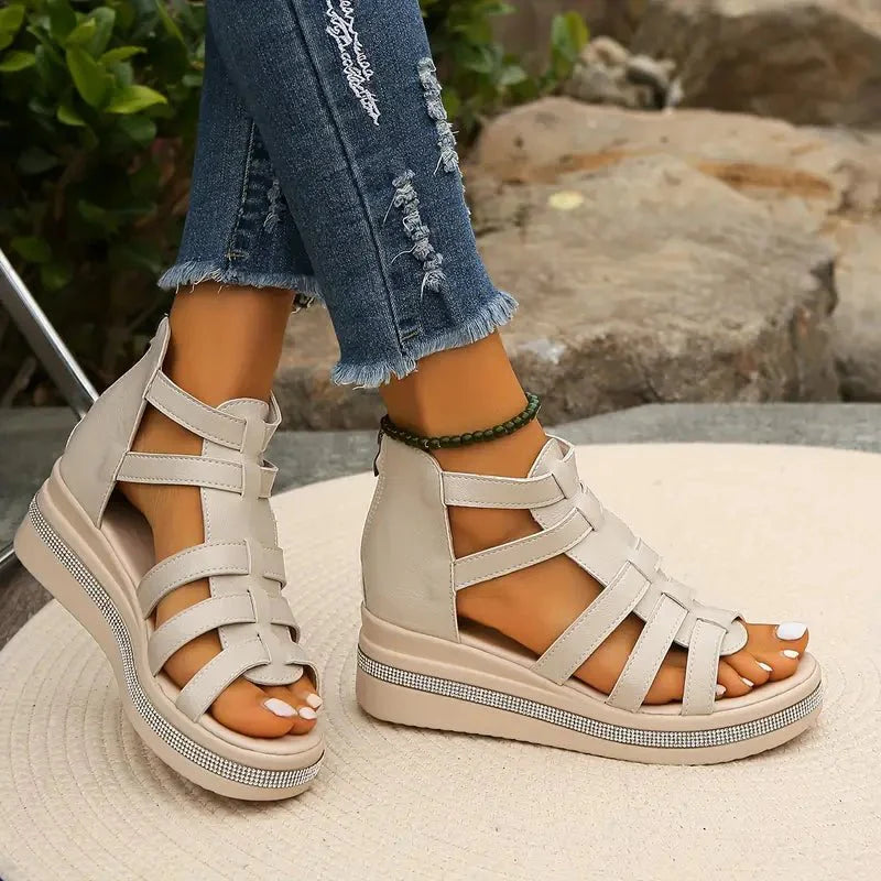 Siv | Sandaler Dam Ortopediska Gladiator Kilklack