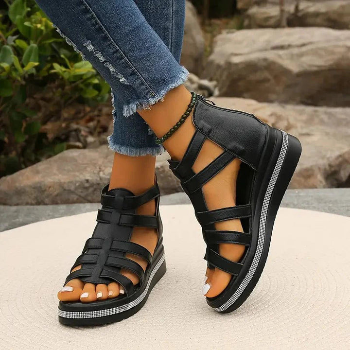 Siv | Sandaler Dam Ortopediska Gladiator Kilklack