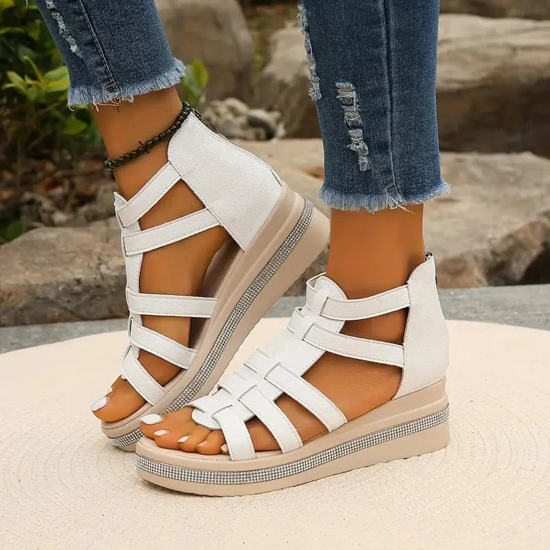Siv | Sandaler Dam Ortopediska Gladiator Kilklack