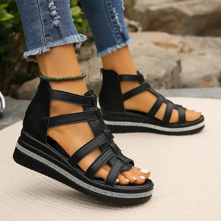 Siv | Sandaler Dam Ortopediska Gladiator Kilklack