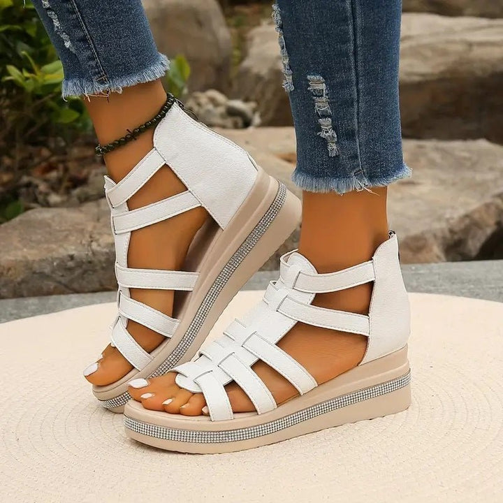 Siv | Sandaler Dam Ortopediska Gladiator Kilklack