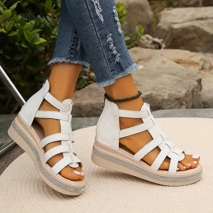 Siv | Sandaler Dam Ortopediska Gladiator Kilklack
