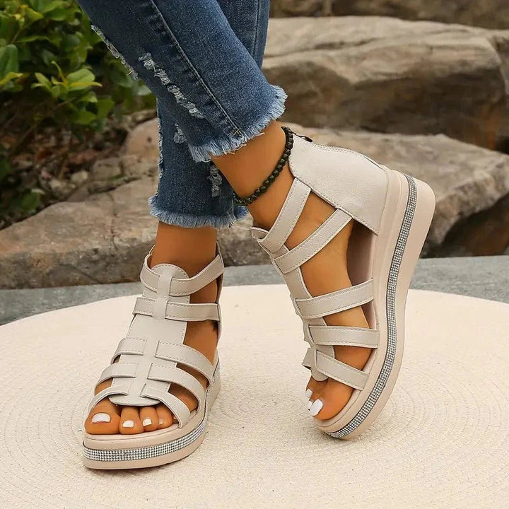 Siv | Sandaler Dam Ortopediska Gladiator Kilklack