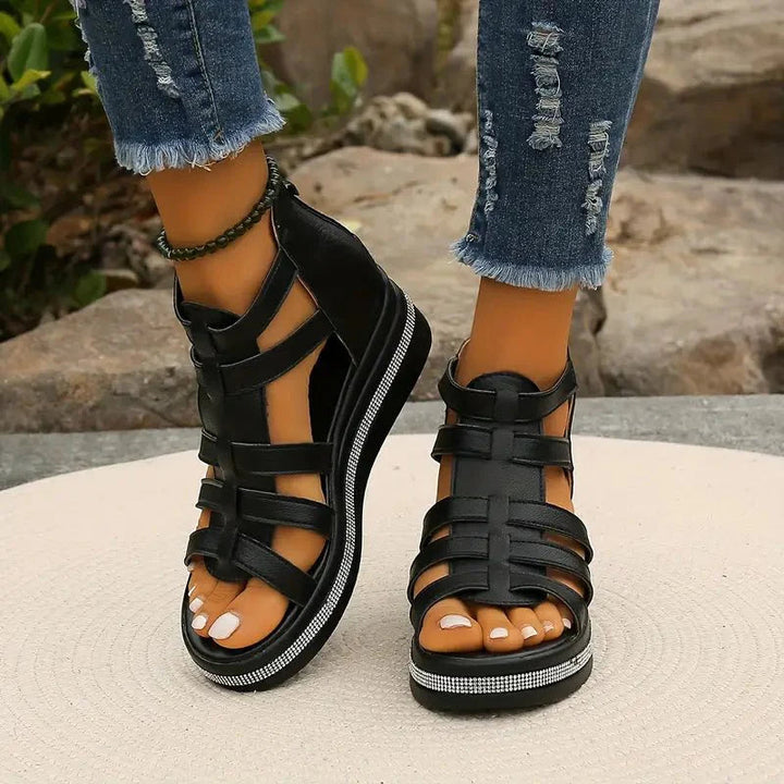 Siv | Sandaler Dam Ortopediska Gladiator Kilklack